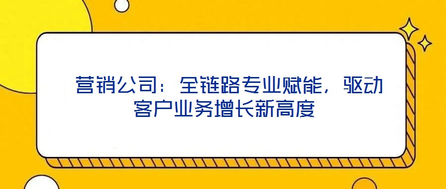  营销公司：全链路专业赋能，驱动客户业务增长新高度
