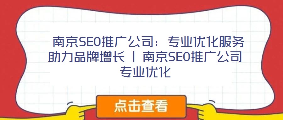  南京SEO推广公司：专业优化服务助力品牌增长 | 南京SEO推广公司专业优化