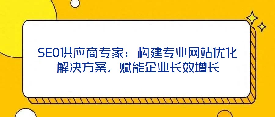 SEO供应商专家：构建专业网站优化解决方案，赋能企业长效增长