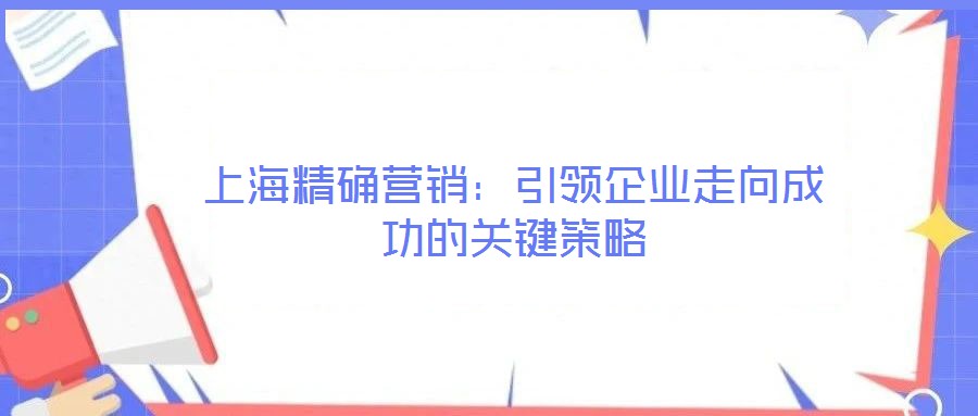 上海精确营销：引领企业走向成功的关键策略