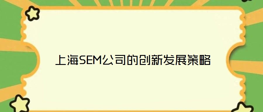 上海SEM公司的创新发展策略