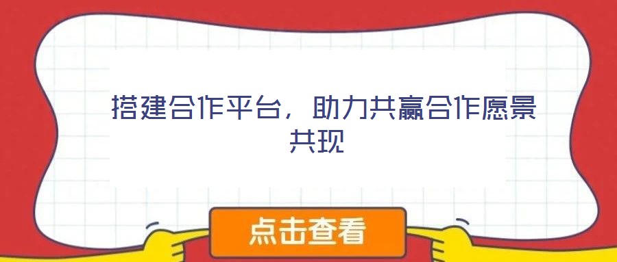  搭建合作平台，助力共赢合作愿景共现