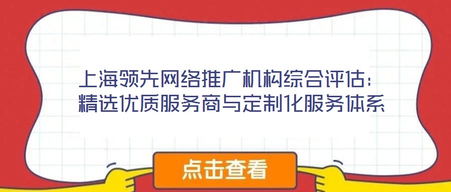 上海领先网络推广机构综合评估：精选优质服务商与定制化服务体系
