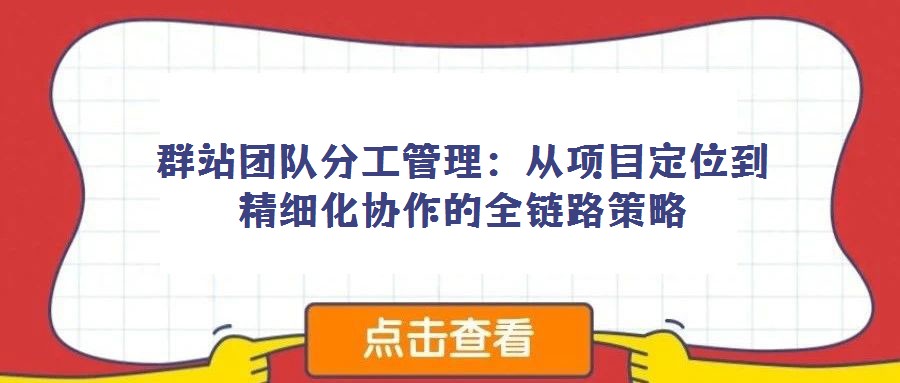 群站团队分工管理:从项目定位到精细化协作的全链路策略